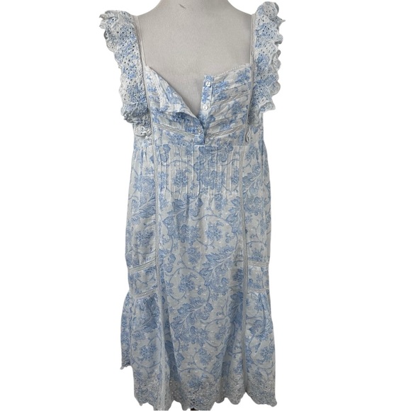 RACHEL ASHWELL Dresses & Skirts - Rachel Ashwell Blue Toile Cotton Eyelet Lace Babydoll Dress Cottagecore Boho S